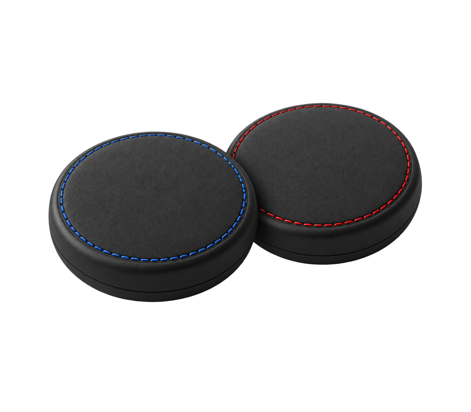 Blue-stitched cold and red-stitched heat therapy packs
